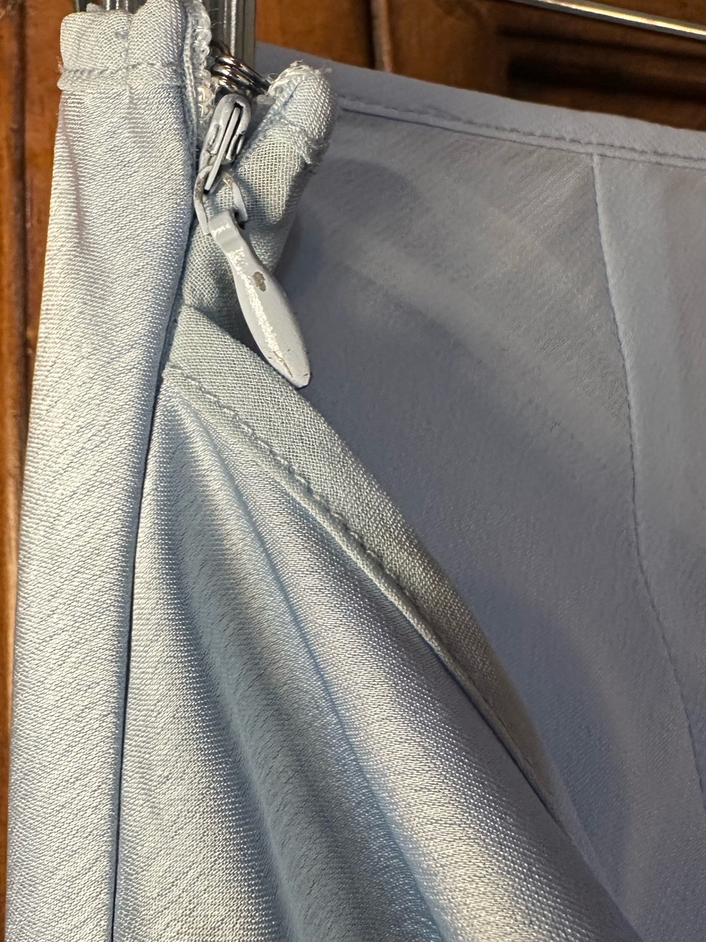 Ownley Ricky Midi Wrap Skirt Baby Blue M Satin Sheer Side Tie Wedding Resort - Picture 9 of 16